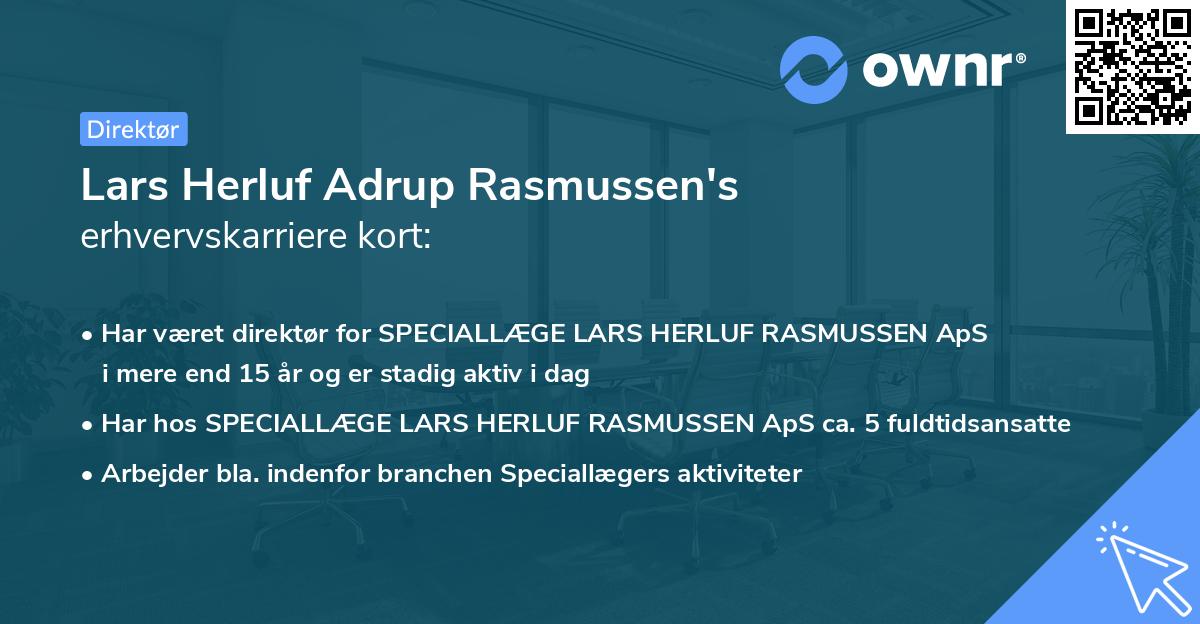 Lars Herluf Adrup Rasmussen's erhvervskarriere kort