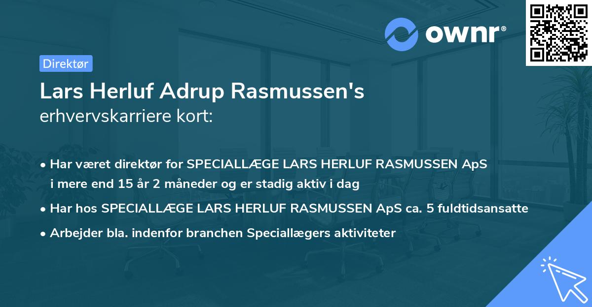 Lars Herluf Adrup Rasmussen's erhvervskarriere kort