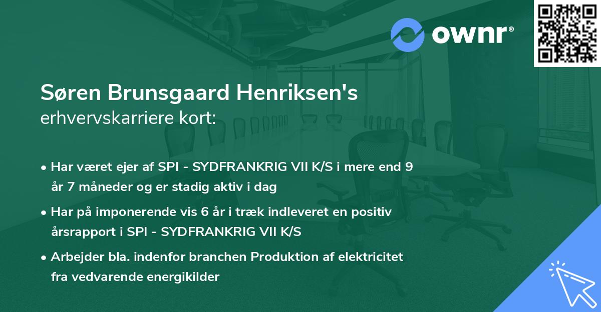 Søren Brunsgaard Henriksen's erhvervskarriere kort