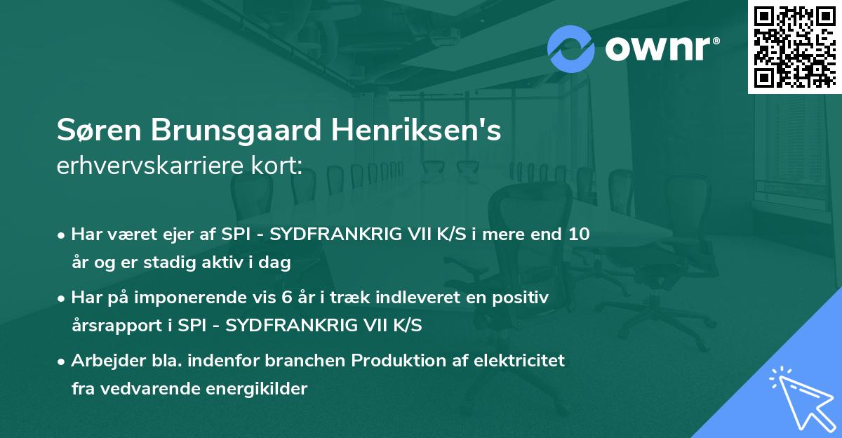 Søren Brunsgaard Henriksen's erhvervskarriere kort