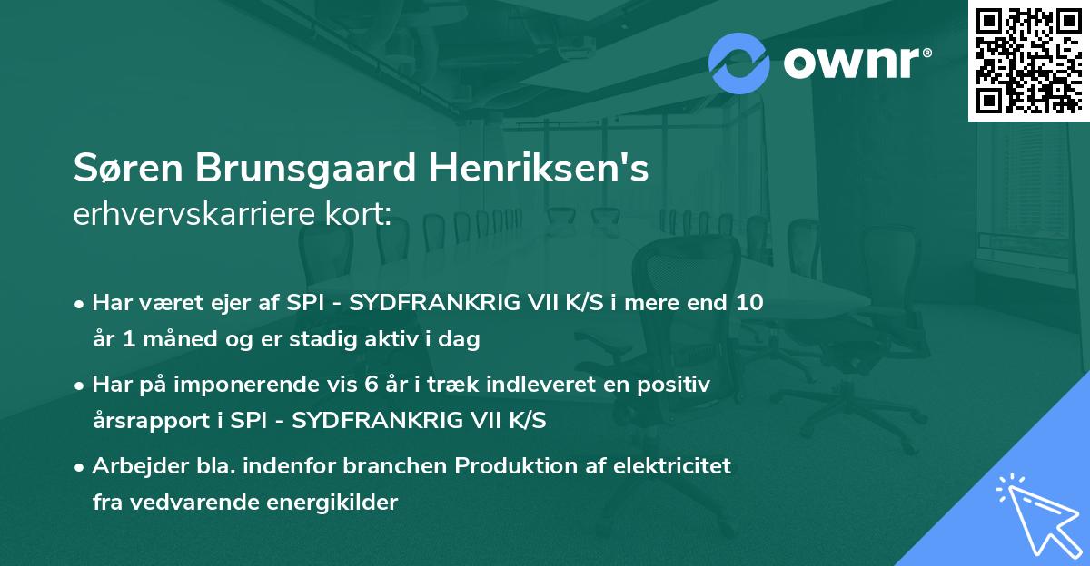 Søren Brunsgaard Henriksen's erhvervskarriere kort