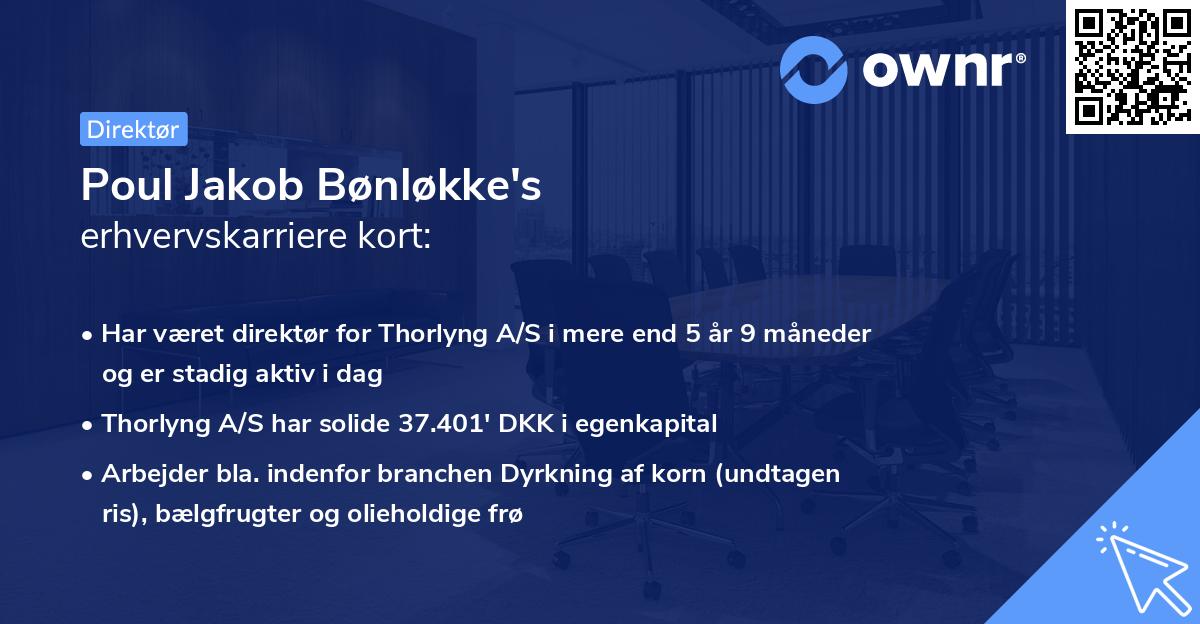 Poul Jakob Bønløkke's erhvervskarriere kort