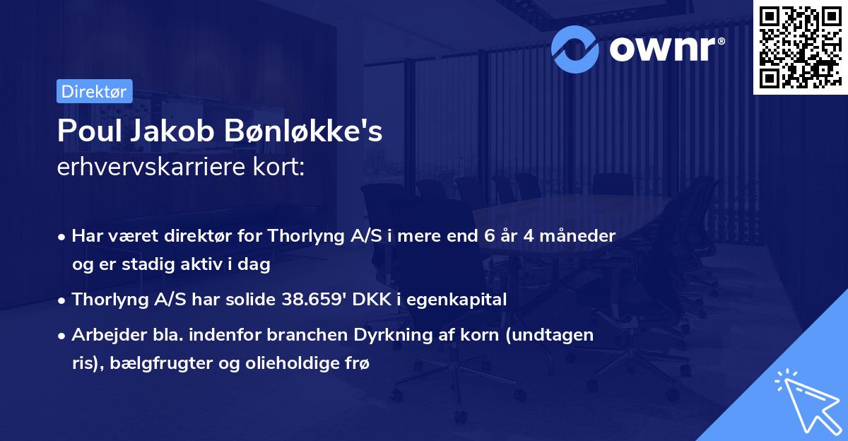 Poul Jakob Bønløkke's erhvervskarriere kort