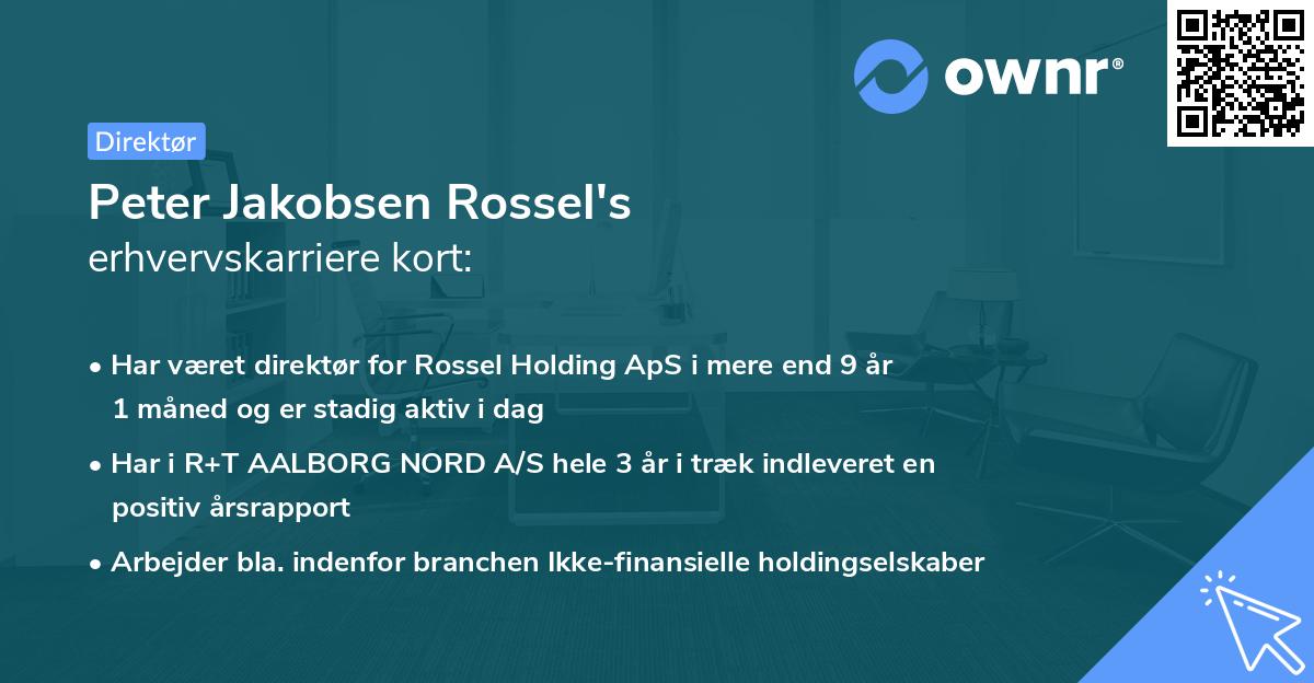Peter Jakobsen Rossel's erhvervskarriere kort