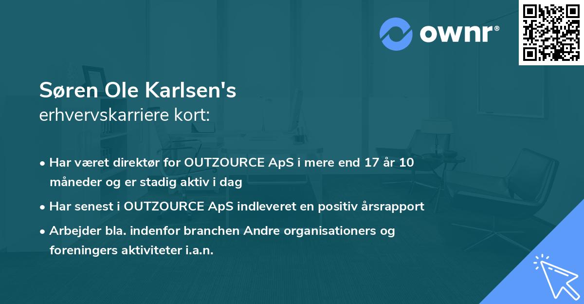 Søren Ole Karlsen's erhvervskarriere kort