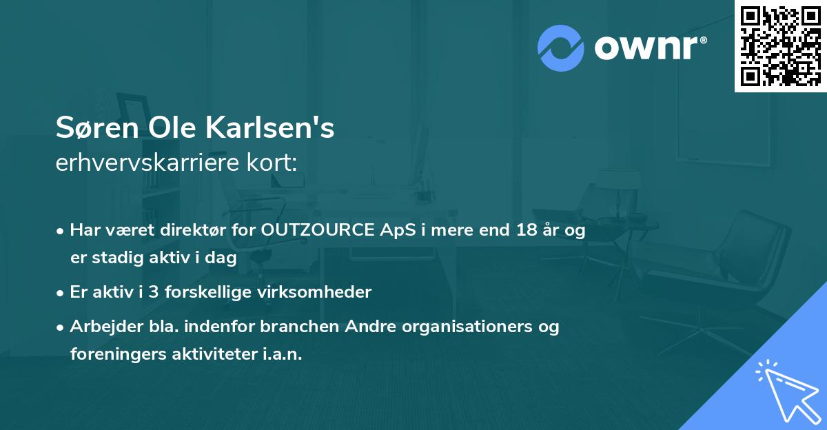 Søren Ole Karlsen's erhvervskarriere kort