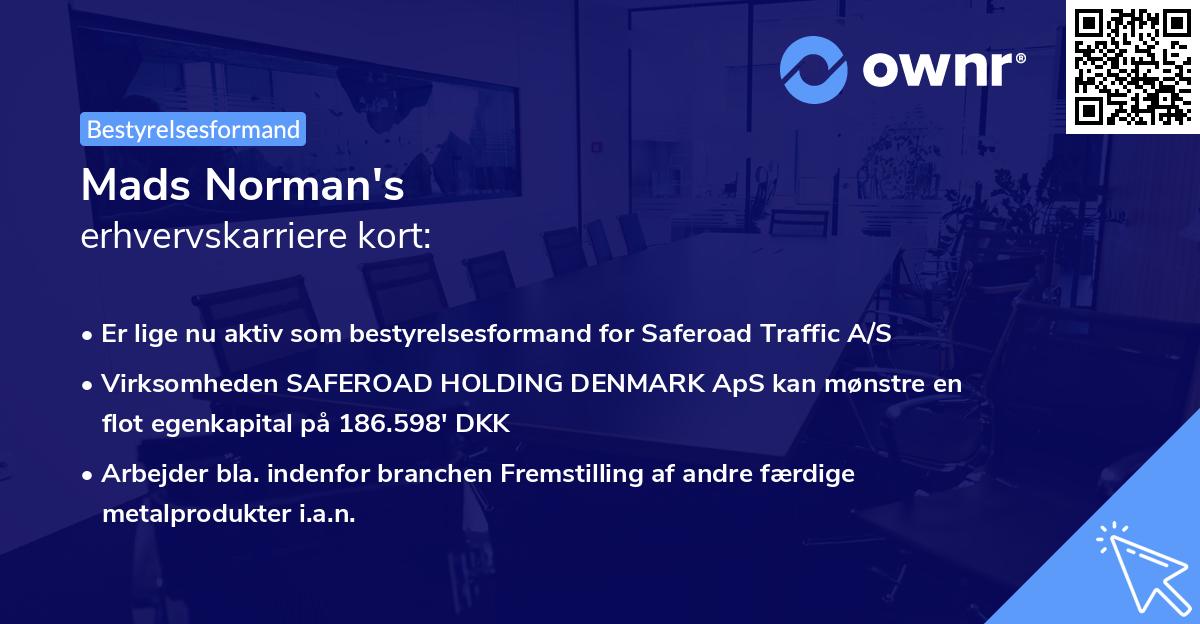 Mads Norman's erhvervskarriere kort