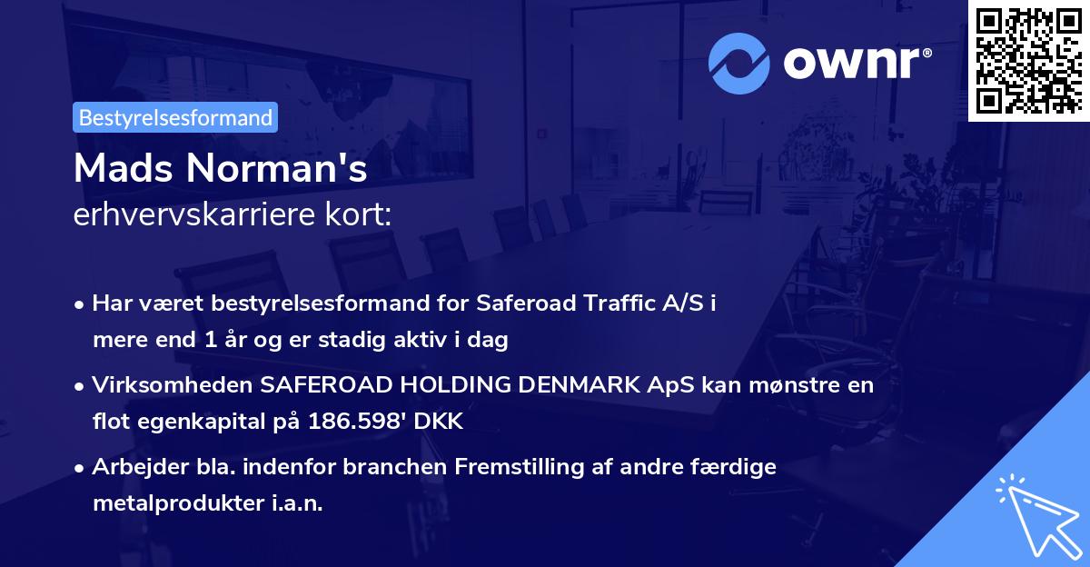Mads Norman's erhvervskarriere kort