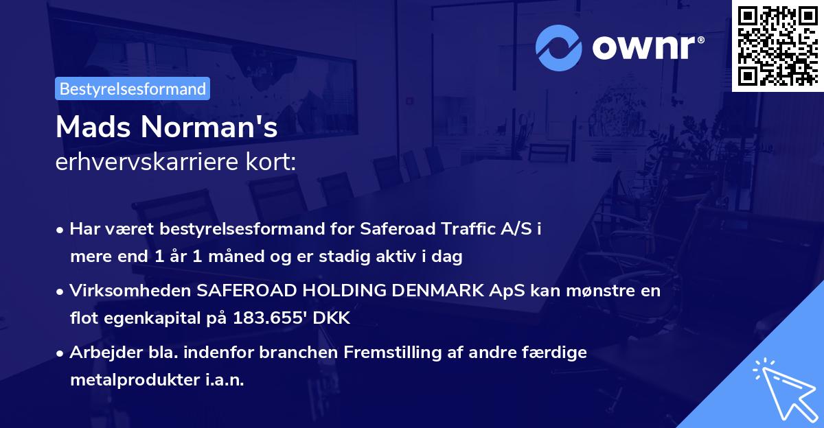 Mads Norman's erhvervskarriere kort