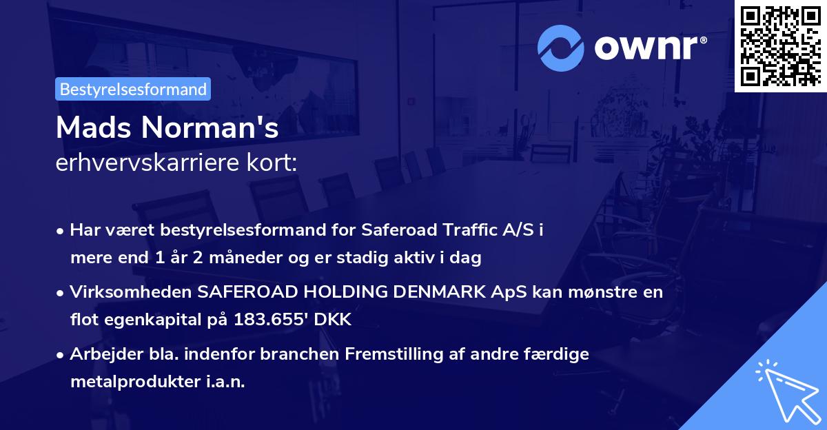 Mads Norman's erhvervskarriere kort