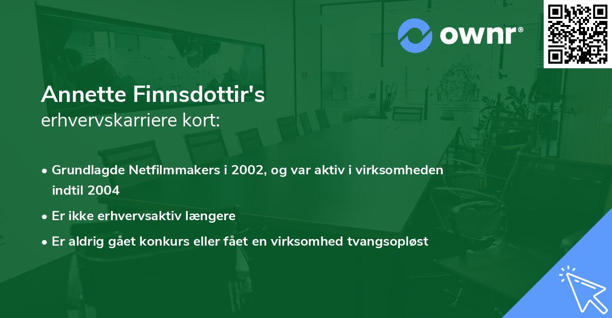 Annette Finnsdottir's erhvervskarriere kort
