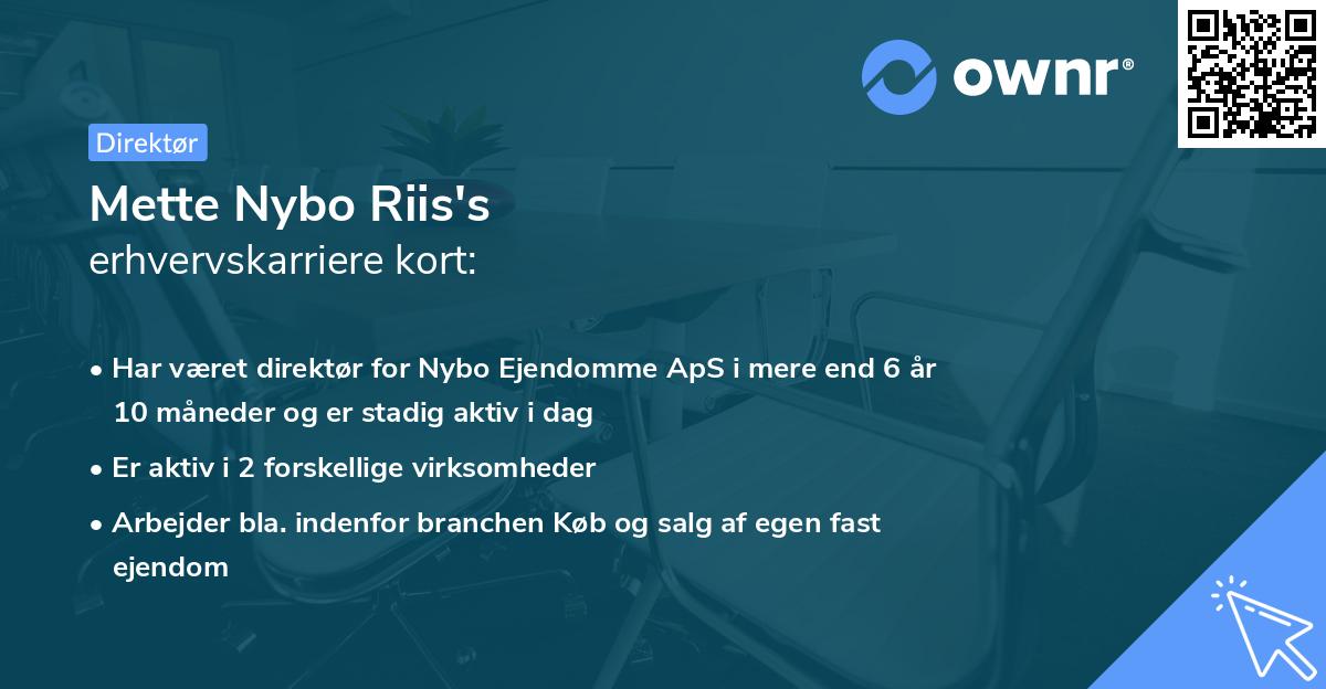 Mette Nybo Riis's erhvervskarriere kort