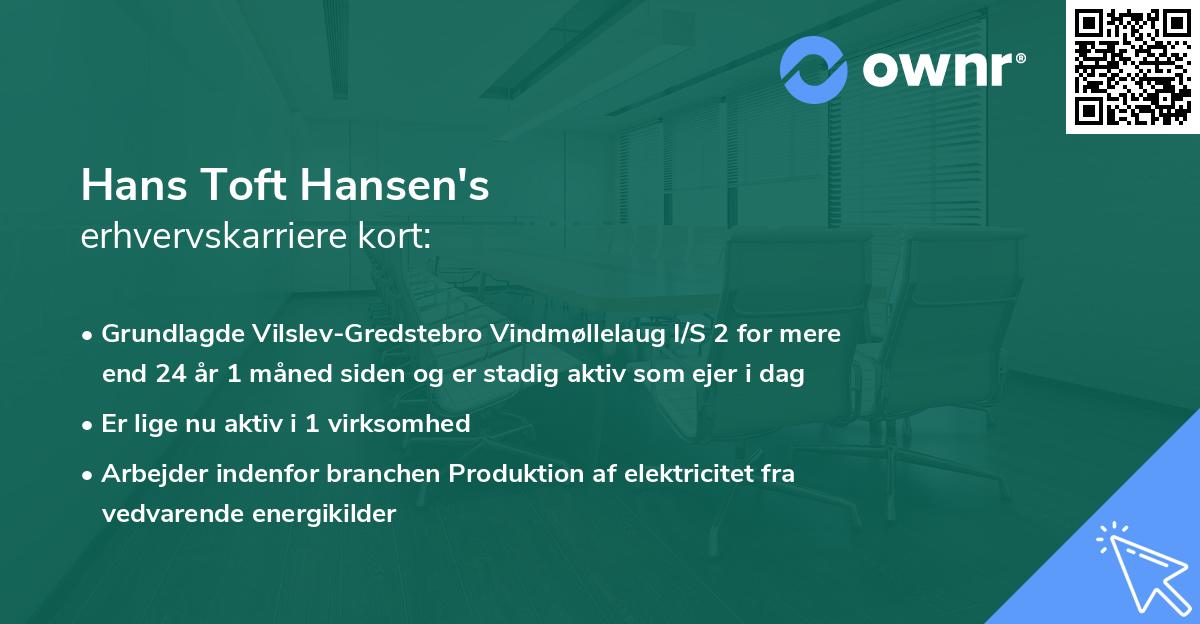 Hans Toft Hansen's erhvervskarriere kort