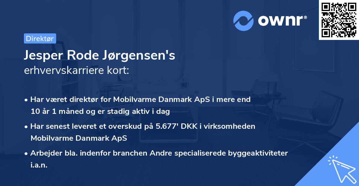 Jesper Rode Jørgensen's erhvervskarriere kort