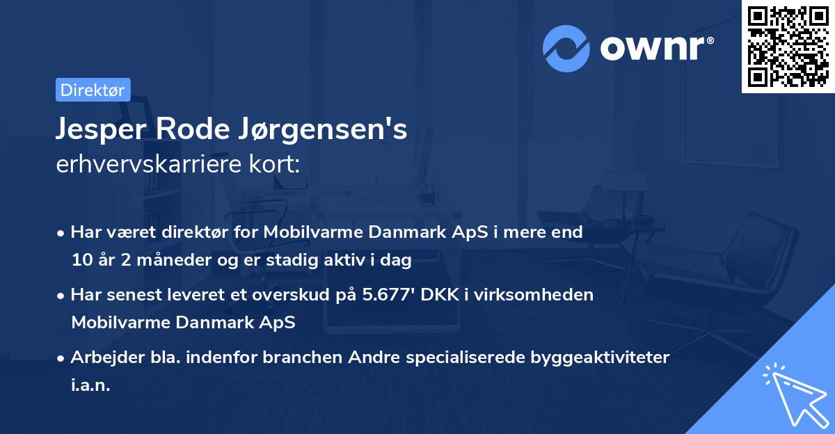 Jesper Rode Jørgensen's erhvervskarriere kort