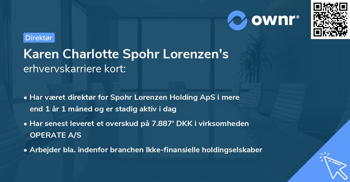 Karen Charlotte Spohr Lorenzen's erhvervskarriere kort