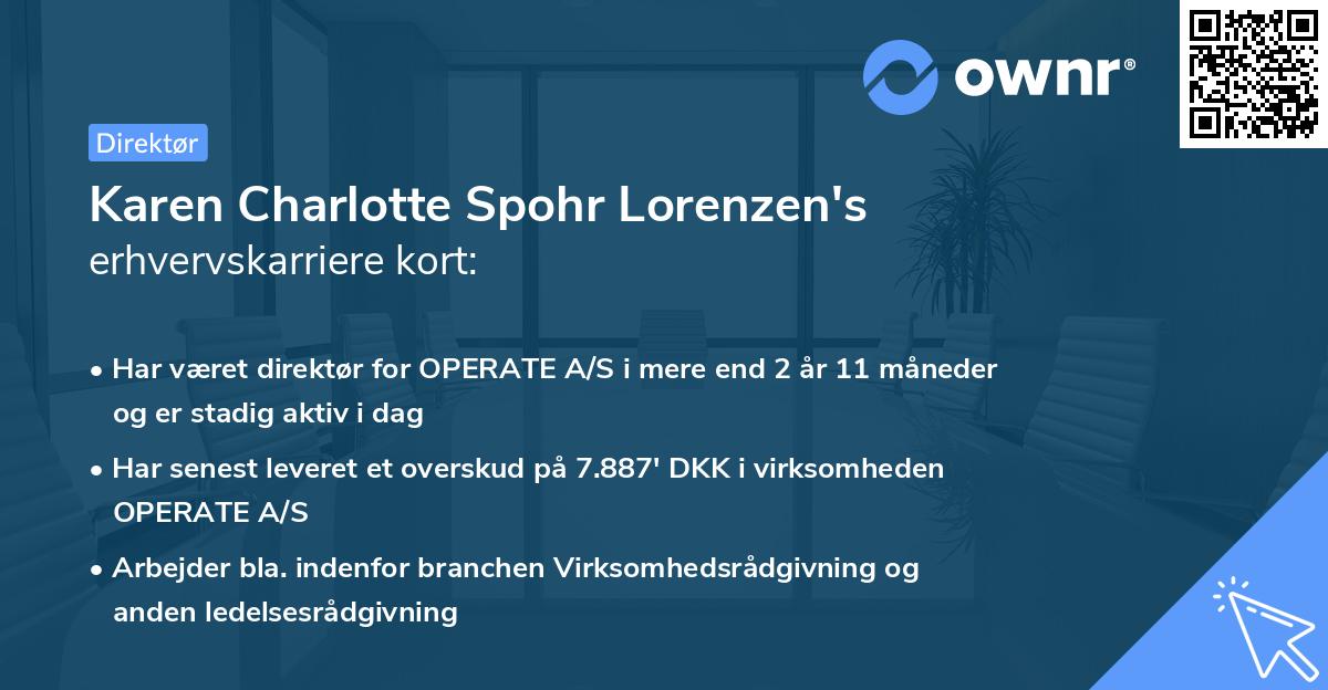 Karen Charlotte Spohr Lorenzen's erhvervskarriere kort