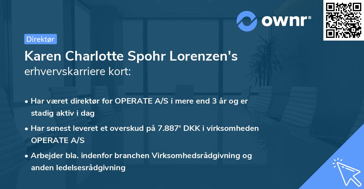 Karen Charlotte Spohr Lorenzen's erhvervskarriere kort