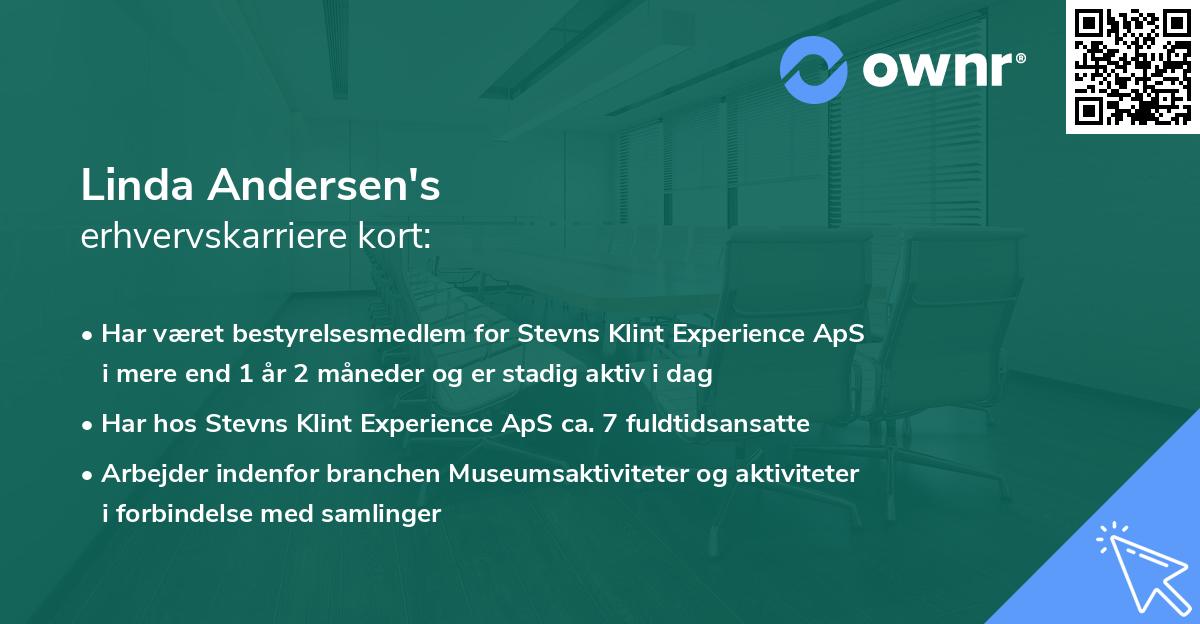 Linda Andersen's erhvervskarriere kort