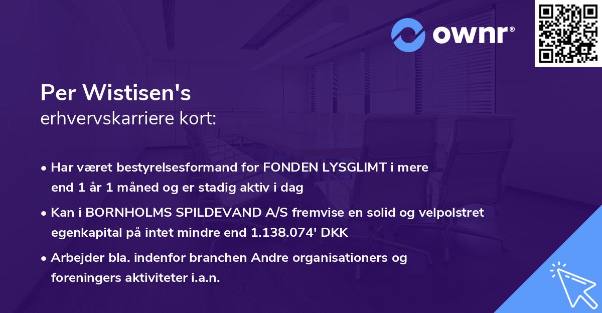 Per Wistisen's erhvervskarriere kort