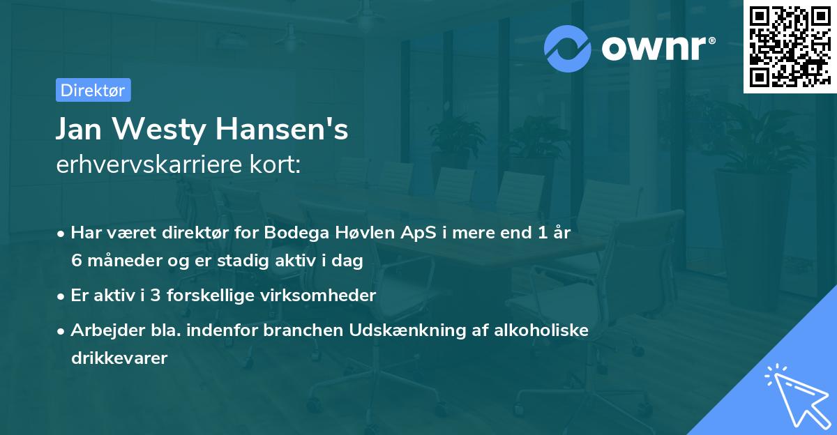 Jan Westy Hansen's erhvervskarriere kort