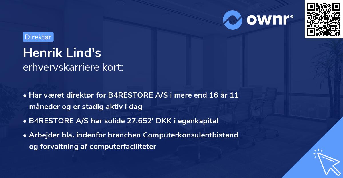 Henrik Lind's erhvervskarriere kort