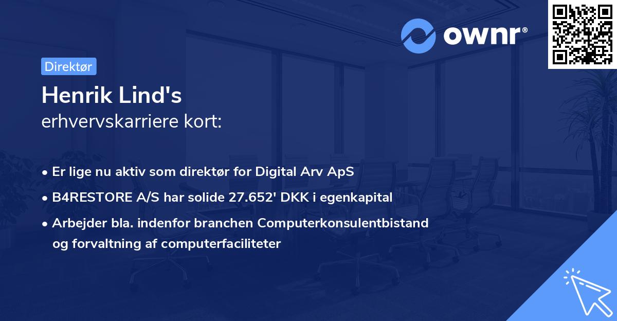 Henrik Lind's erhvervskarriere kort