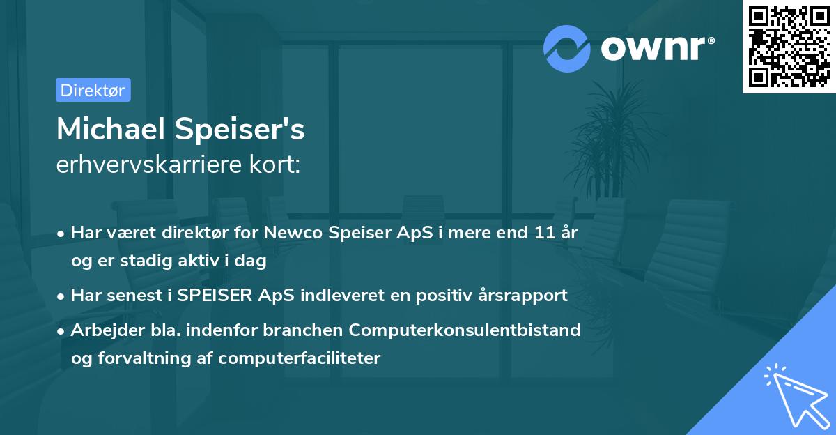 Michael Speiser's erhvervskarriere kort