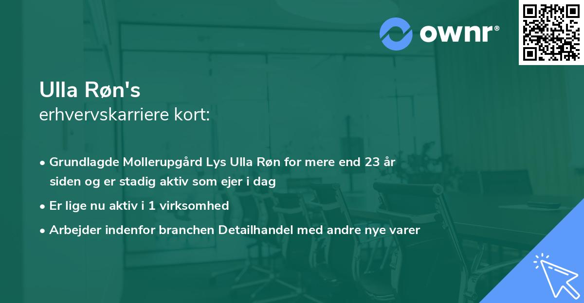 Ulla Røn's erhvervskarriere kort