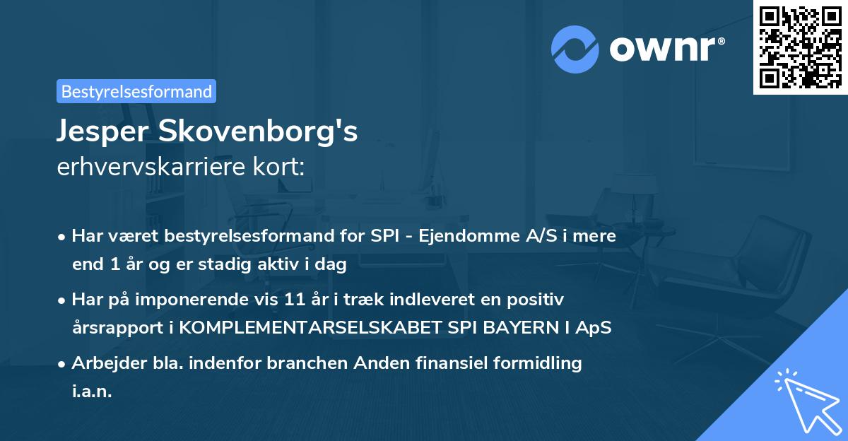 Jesper Skovenborg's erhvervskarriere kort