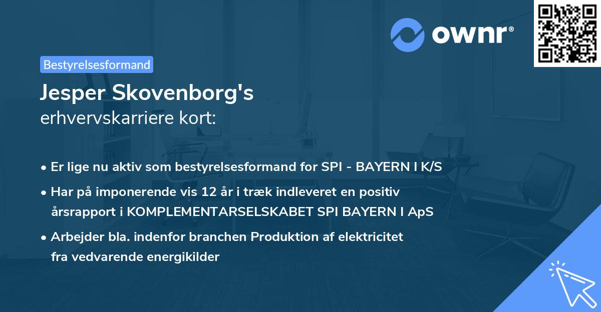 Jesper Skovenborg's erhvervskarriere kort