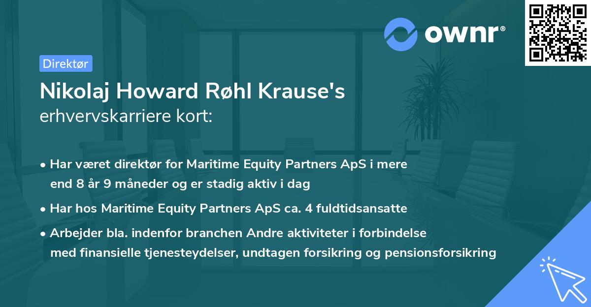 Nikolaj Howard Røhl Krause's erhvervskarriere kort