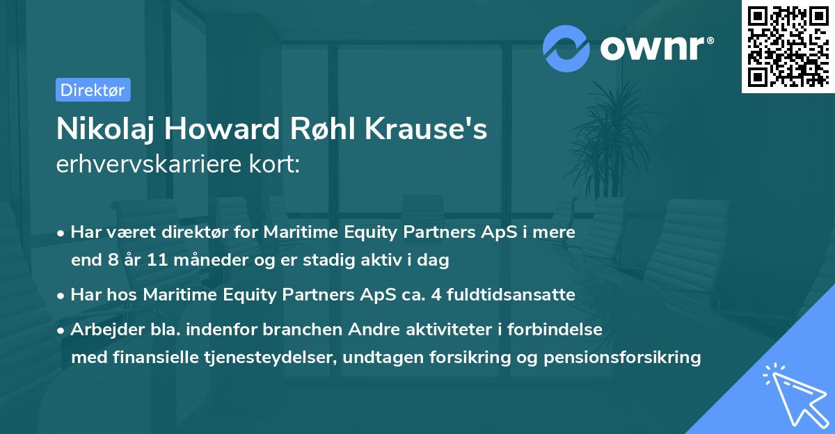 Nikolaj Howard Røhl Krause's erhvervskarriere kort