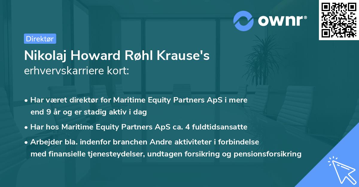 Nikolaj Howard Røhl Krause's erhvervskarriere kort