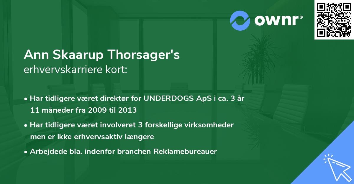 Ann Skaarup Thorsager's erhvervskarriere kort