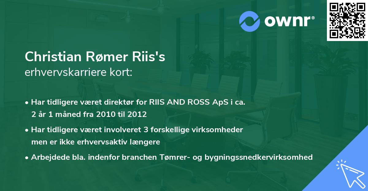 Christian Rømer Riis's erhvervskarriere kort