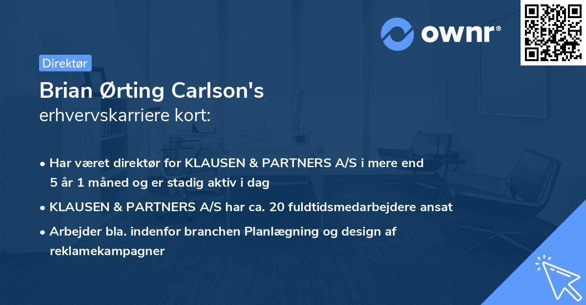 Brian Ørting Carlson's erhvervskarriere kort