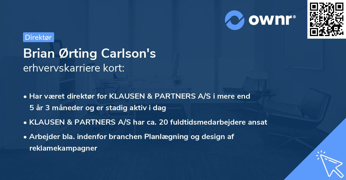 Brian Ørting Carlson's erhvervskarriere kort