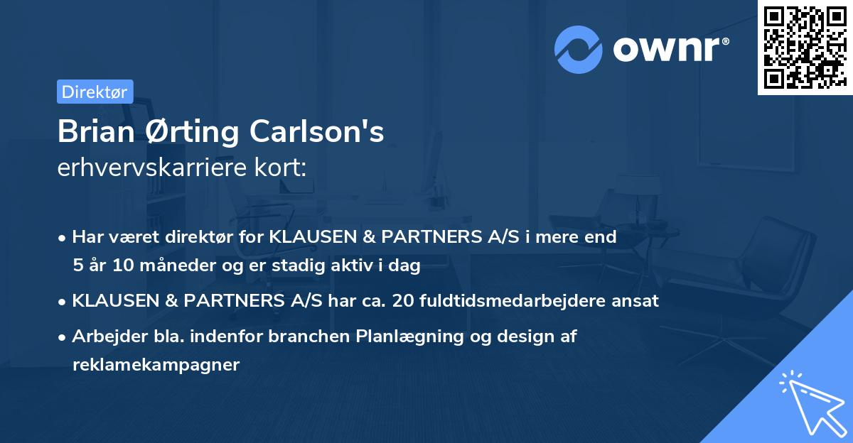 Brian Ørting Carlson's erhvervskarriere kort