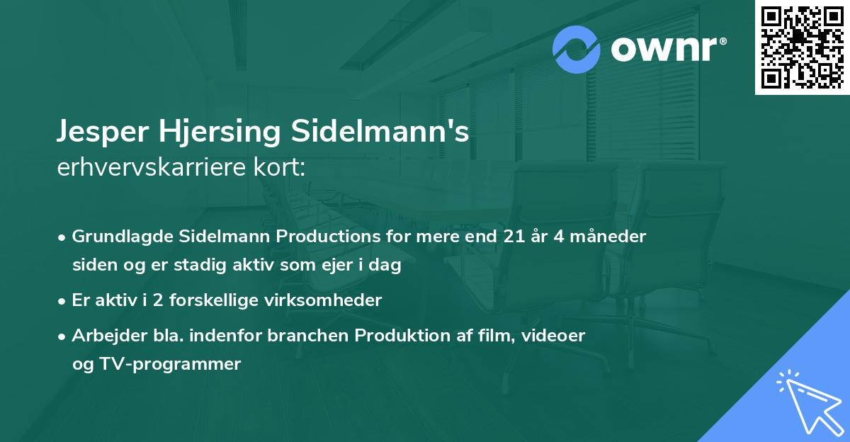Jesper Hjersing Sidelmann's erhvervskarriere kort