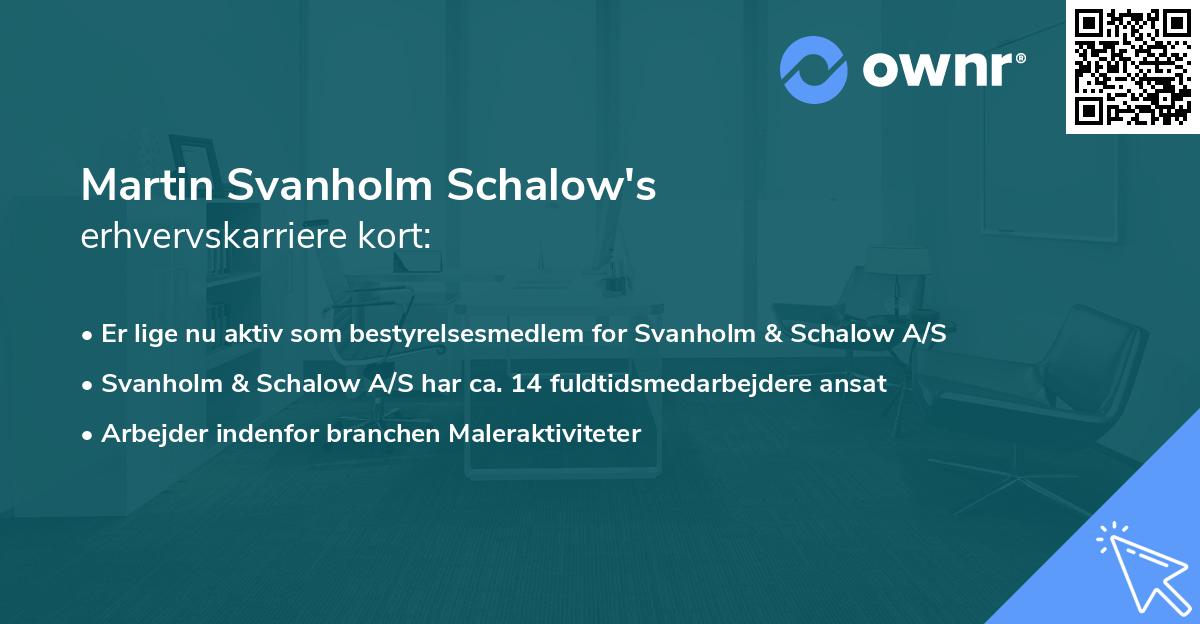 Martin Svanholm Schalow's erhvervskarriere kort