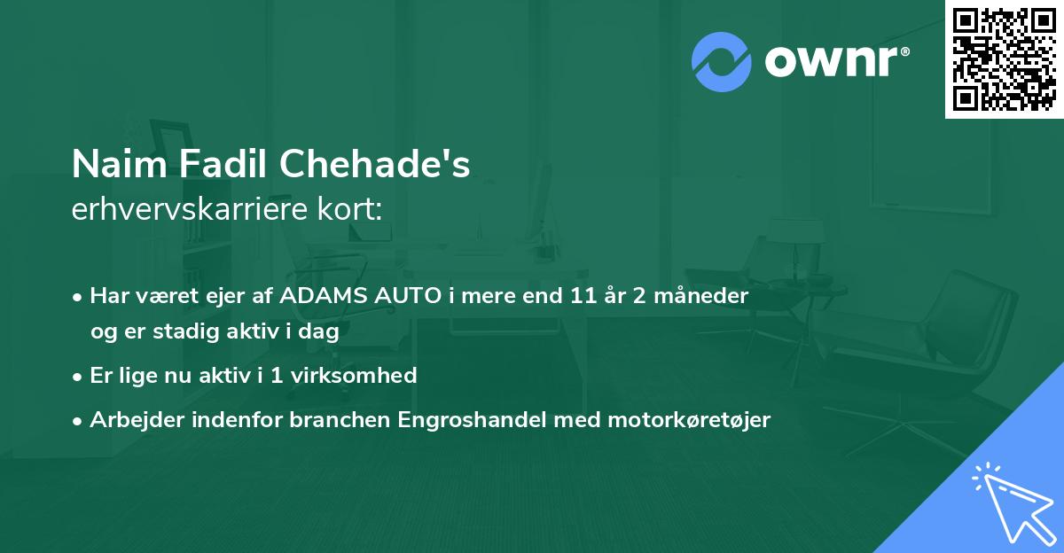 Naim Fadil Chehade's erhvervskarriere kort