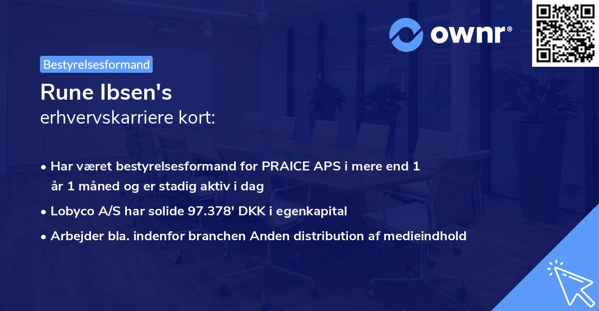 Rune Ibsen's erhvervskarriere kort