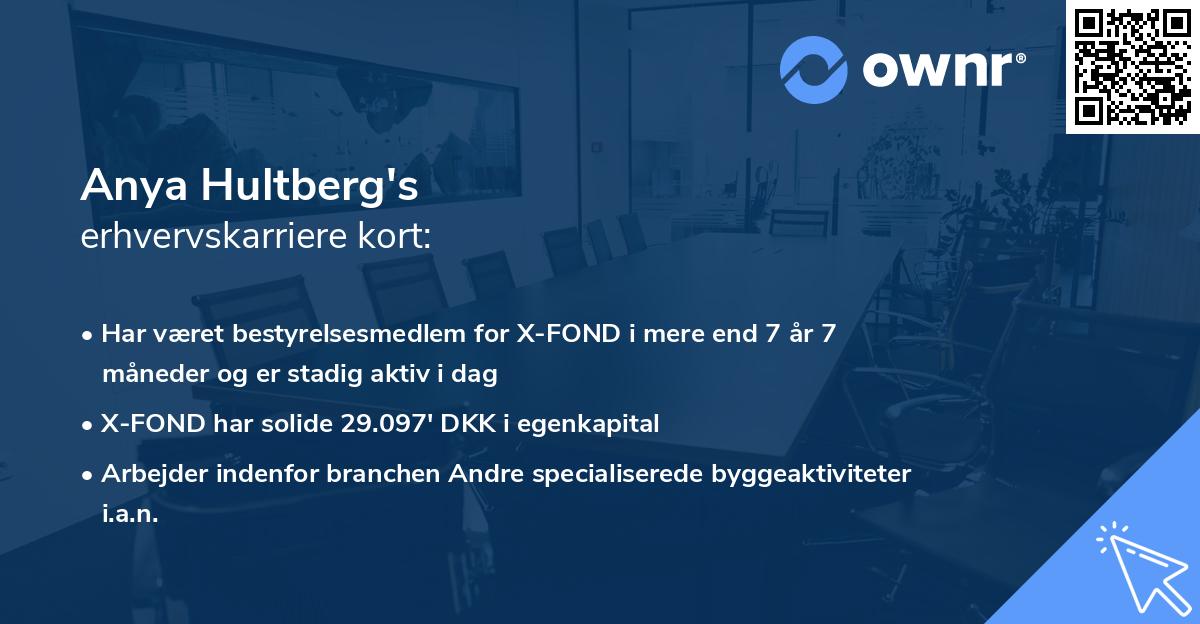 Anya Hultberg's erhvervskarriere kort