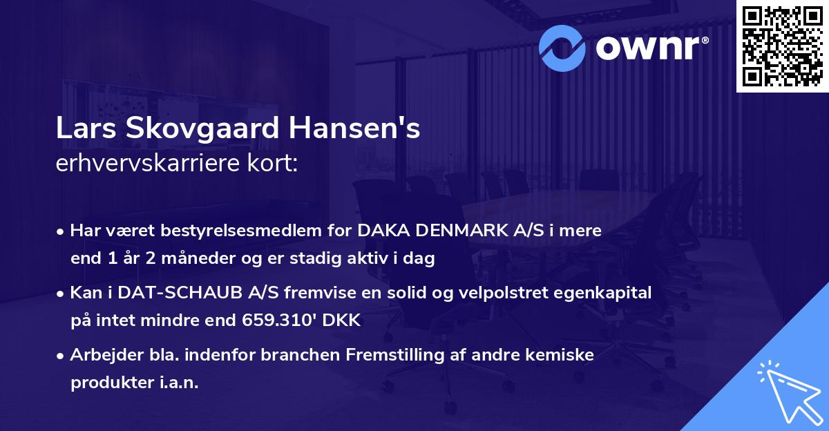 Lars Skovgaard Hansen's erhvervskarriere kort