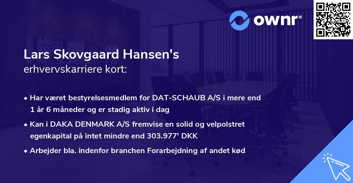 Lars Skovgaard Hansen's erhvervskarriere kort