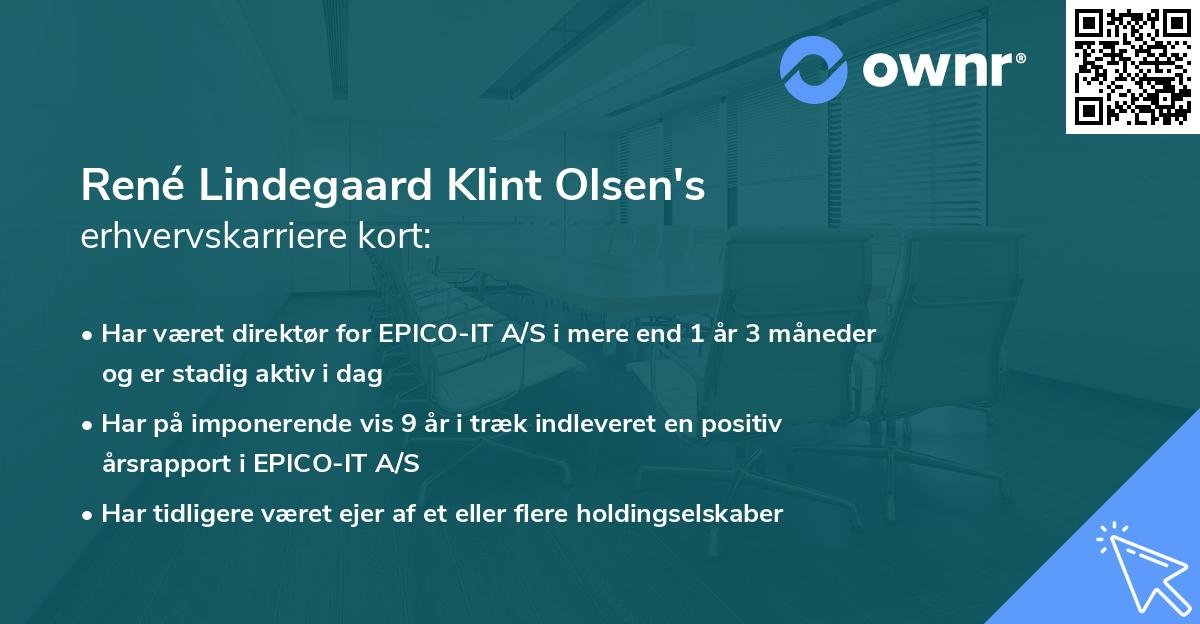 René Lindegaard Klint Olsen's erhvervskarriere kort