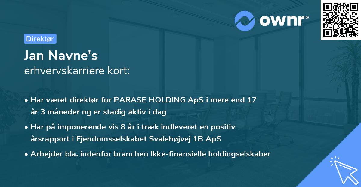 Jan Navne's erhvervskarriere kort