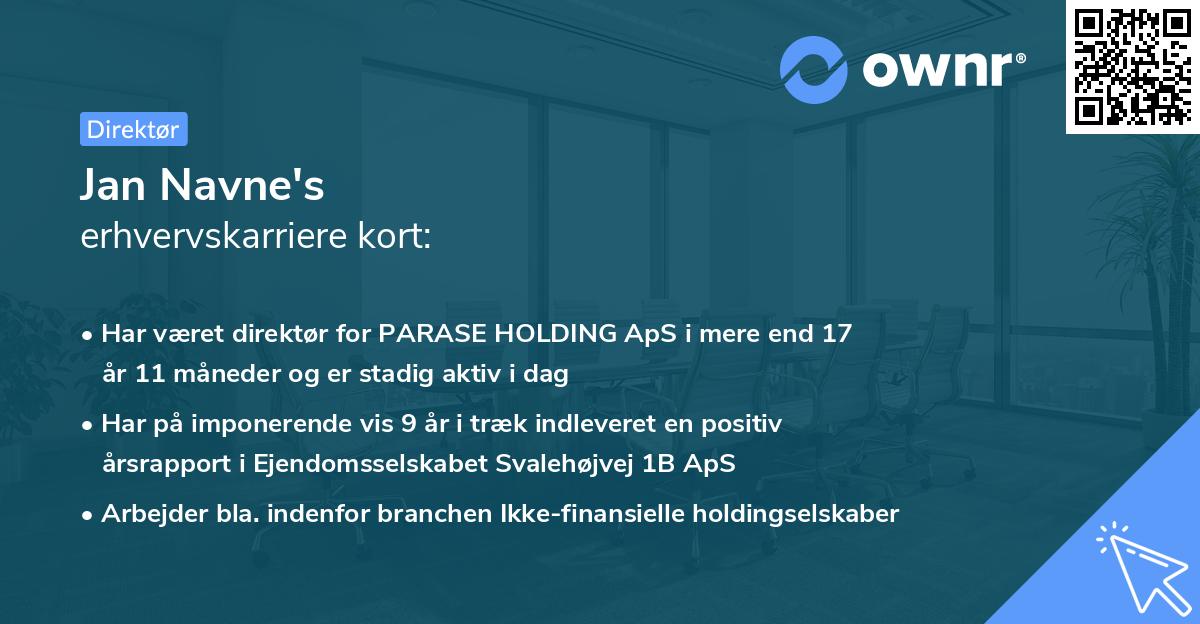 Jan Navne's erhvervskarriere kort