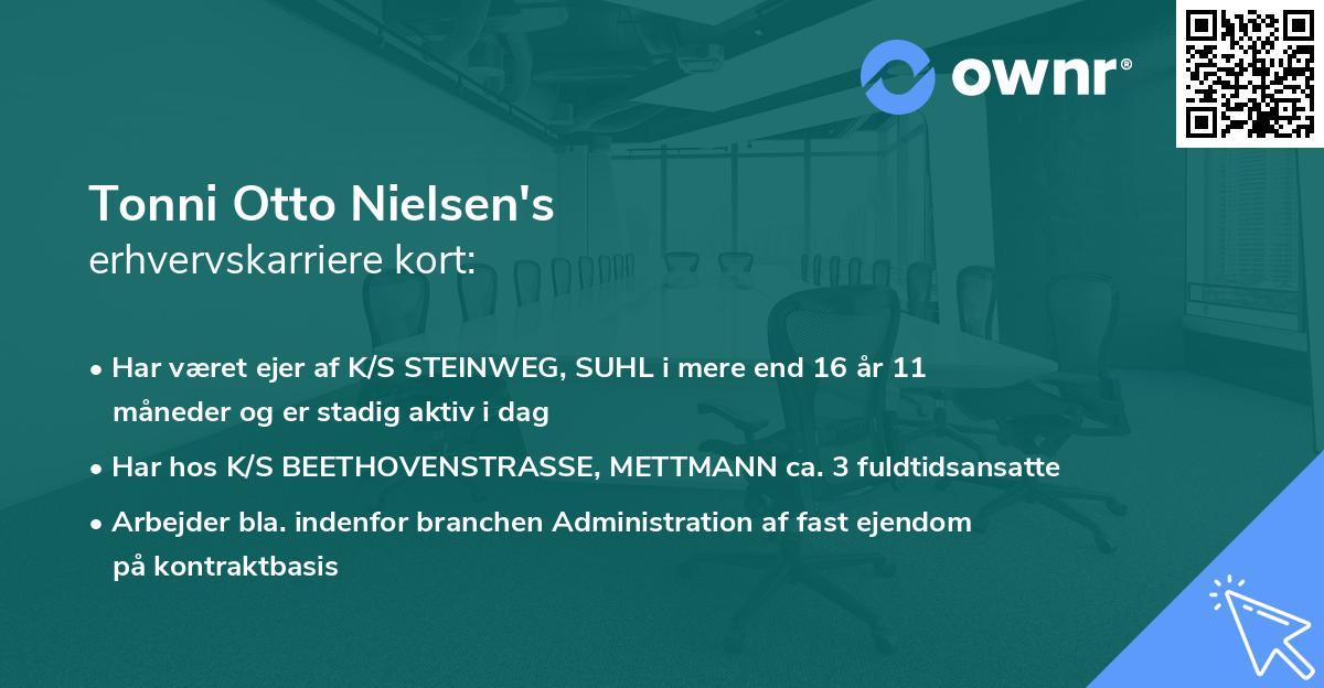Tonni Otto Nielsen's erhvervskarriere kort